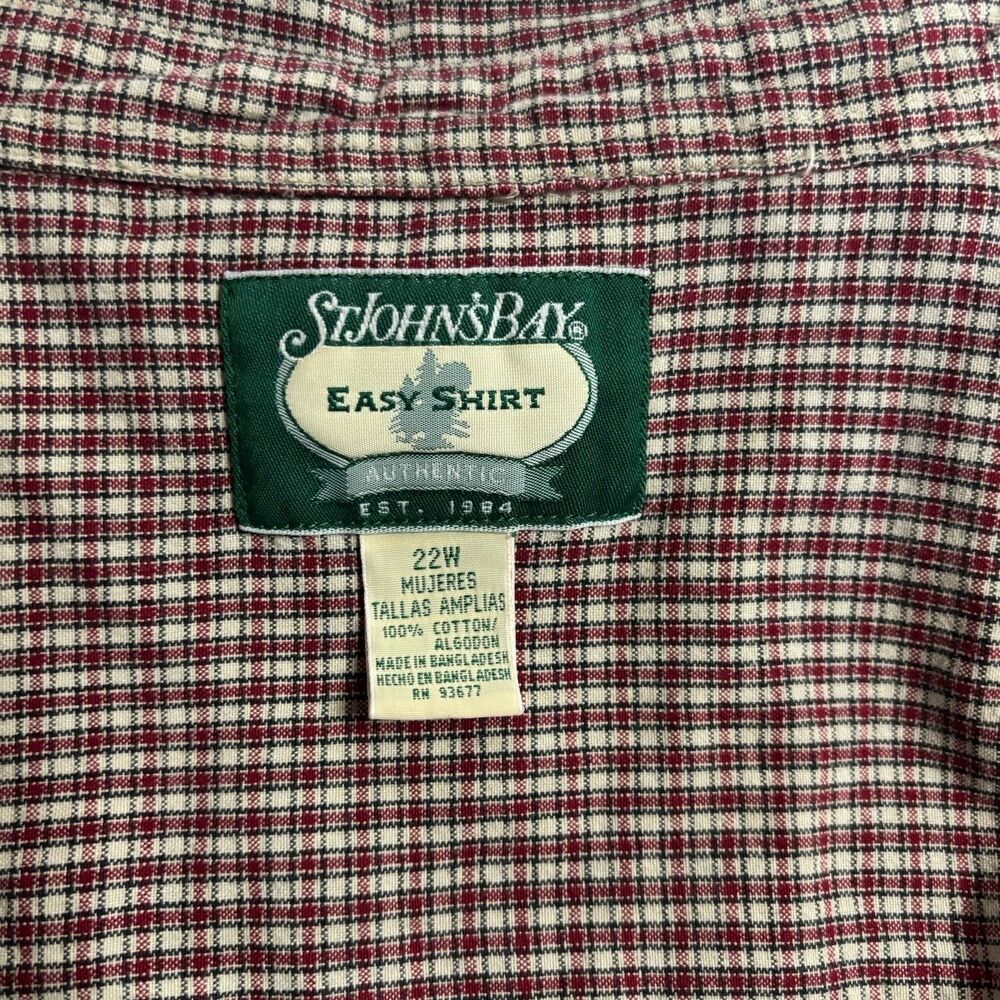 St. Johns Bay Easy Shirt Plaid Flannel Button Down 22W Plus Size - Picture 2 of 5